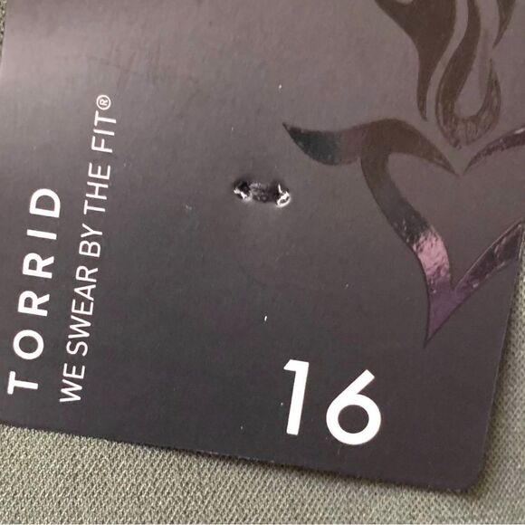 TORRID NEW Plus Size Olive Green Tie Front Paper-bag Tapered Pant. - Picture 15 of 16